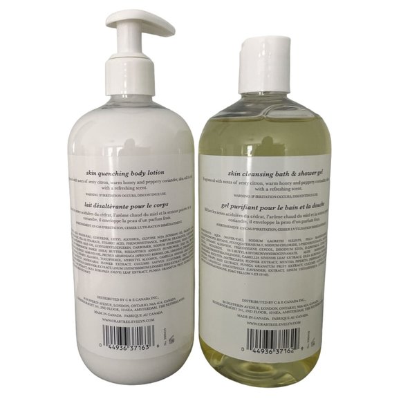CRABTREE & EVELYN 16.9oz Body Lotion & Shower Gel Citron Honey & Coriander SET - Picture 3 of 3